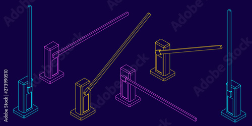 Automatic barrier. Vector outline illustration.