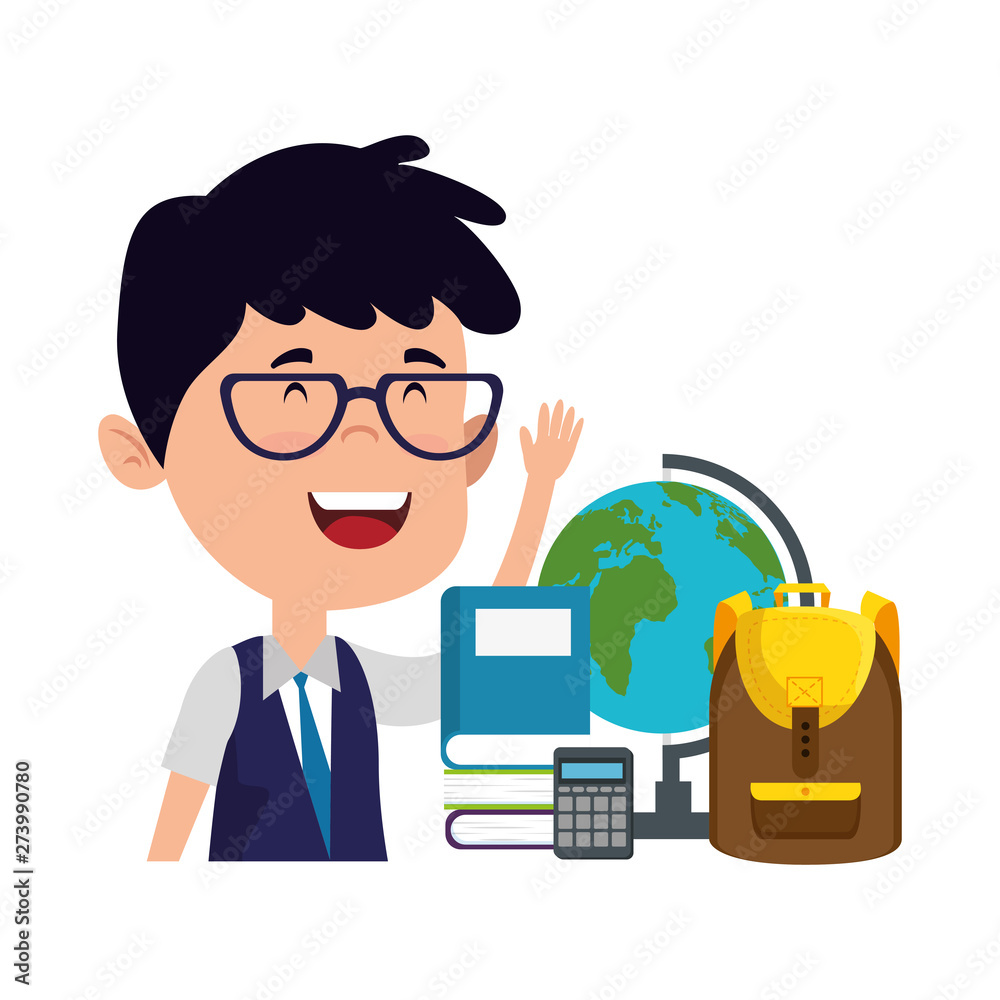 happy student boy with schoolbag and world map happy student boy with schoolbag and world map