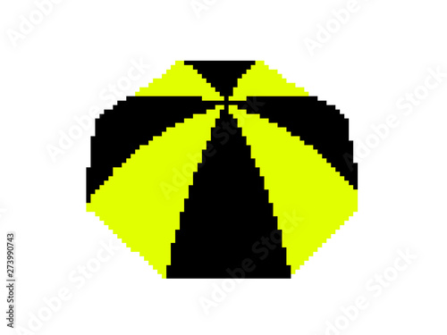 Opened umbrella. isolated on white. Vector illustration. Pixel art.
