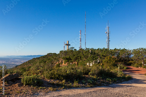 Masts on a mountain top in a nature reserve