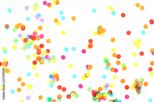Fototapeta Naklejka Na Ścianę i Meble -  Bright multicolored confetti isolated on white background.