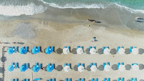 Sea and sandy beach on a Sunny day, aerial view. photo