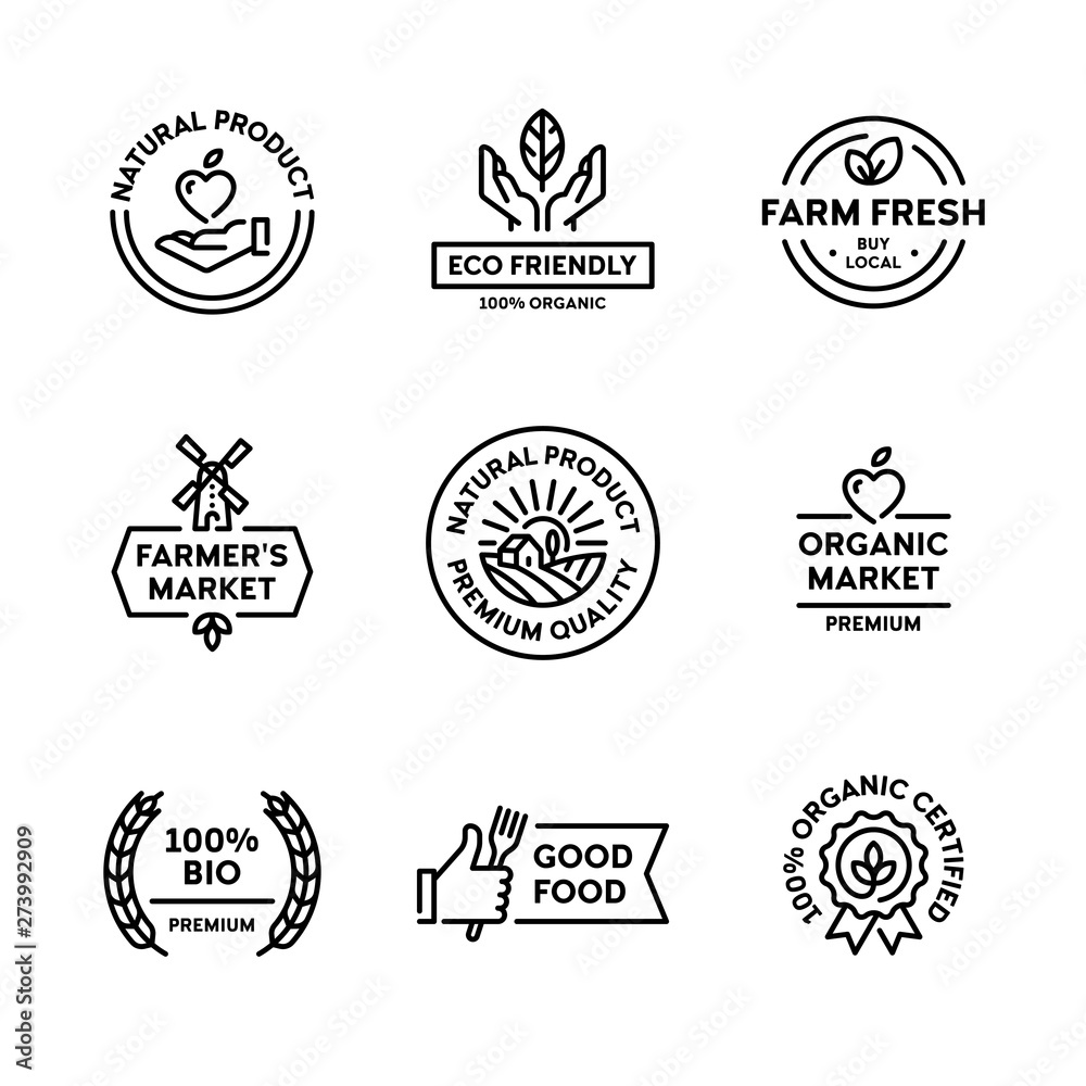 Obraz premium Vector Organic Natural Product Label Set