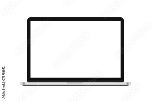 blank screen laptop  isolated on white background with clipping path