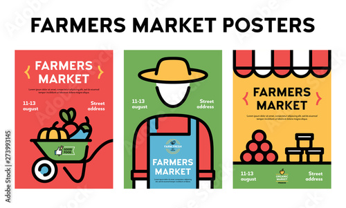 Vector Farmers Market Event Poster Set