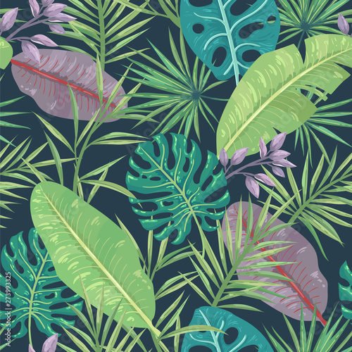 seamless pattern with tropical leaves