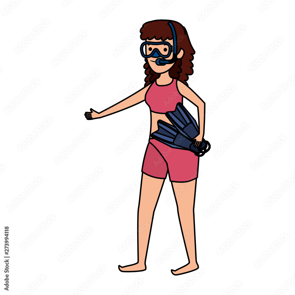 young woman with diving equipment young woman with diving equipment