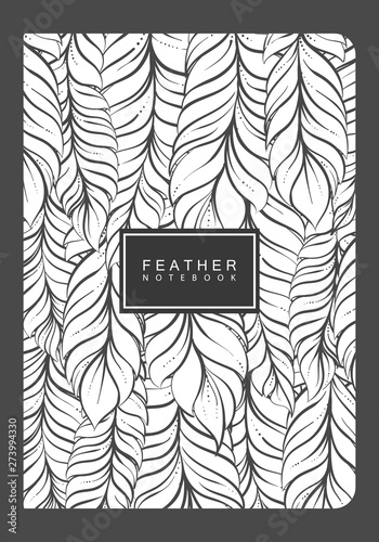 Notebook template with feathers