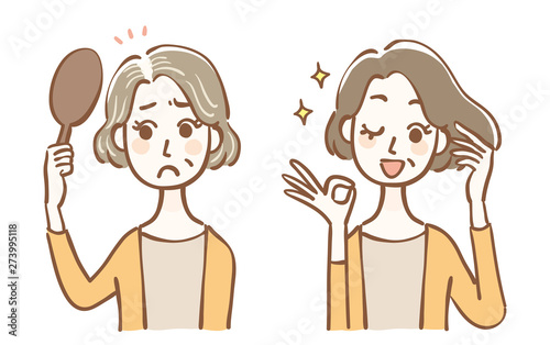 育毛ビフォーアフターのイラスト