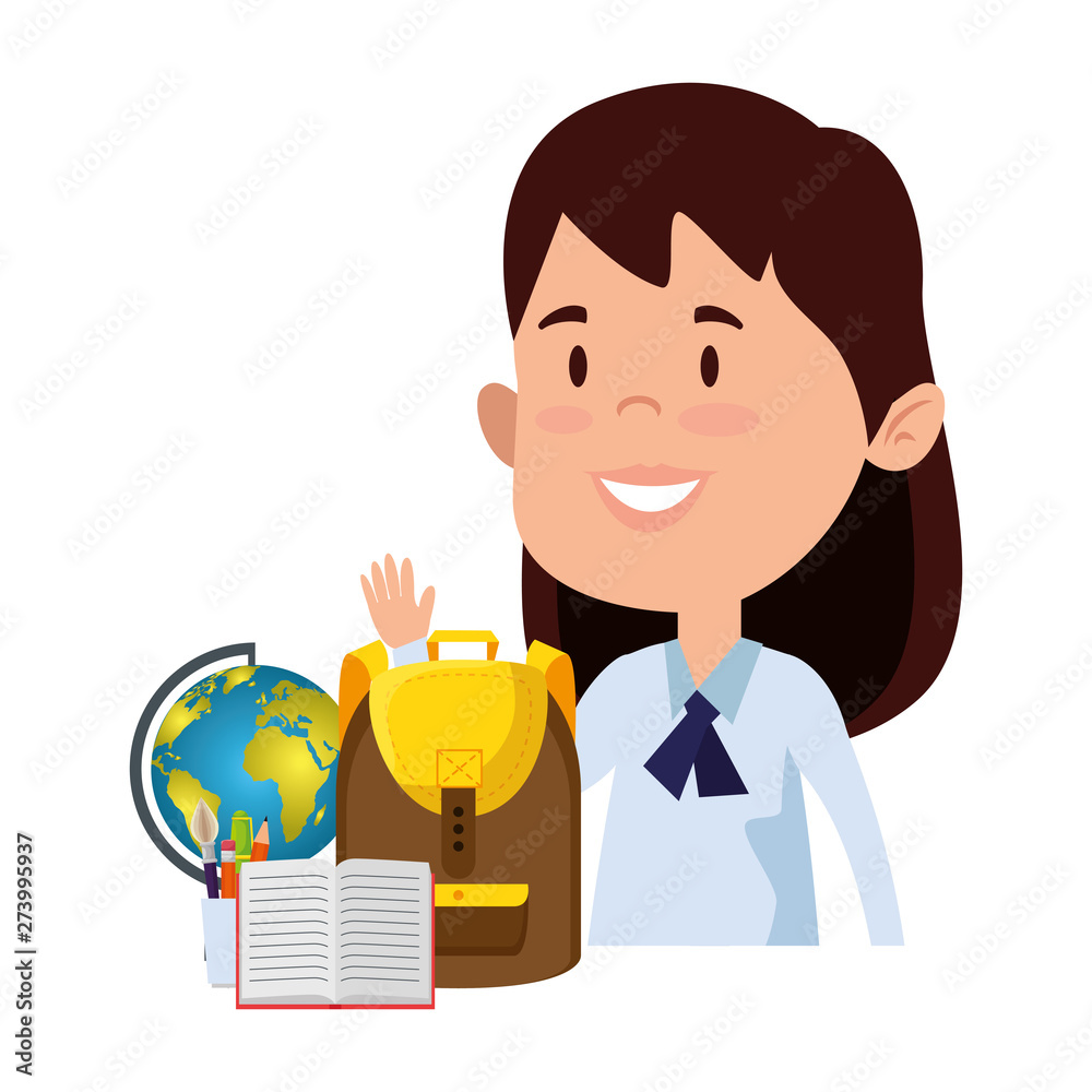 happy student girl with schoolbag and world map happy student girl with schoolbag and world map