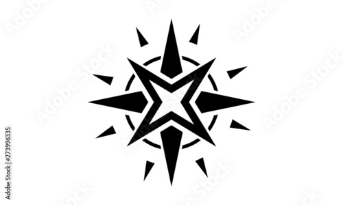 Compass icon showing solar, ray and star vector