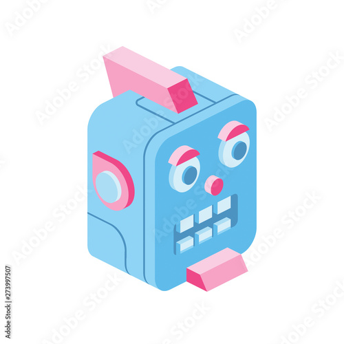 Chat bot 3d vector, icon isometric, pink and blue colors, minimalism illustrate