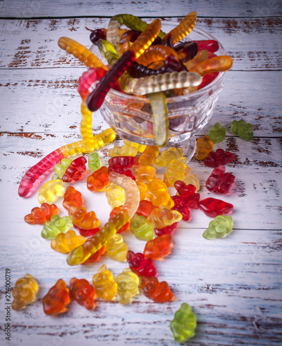 gummy bears in glass bowl
