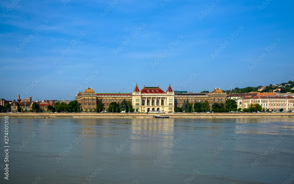10.06.2019. Hungary, Budapest. Beautiful view since morning of the Danube river and the right coast of the city of Buda.