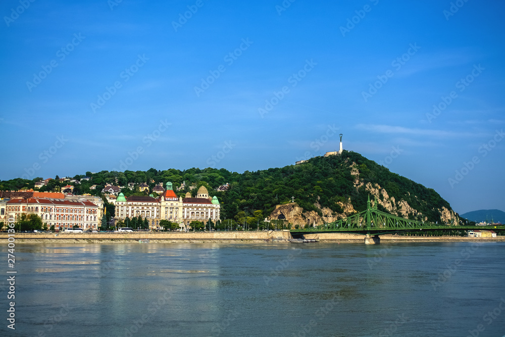 10.06.2019. Hungary, Budapest. Beautiful view since morning of the Danube river and the right coast of the city of Buda.