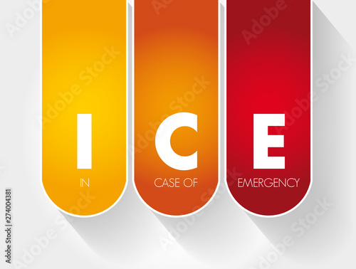 ICE - In Case of Emergency acronym, health concept background