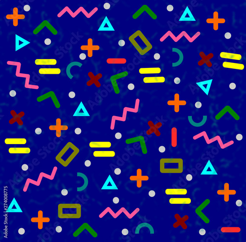 Memphis seamless pattern. Geometric elements memphis in the style of 80s.
