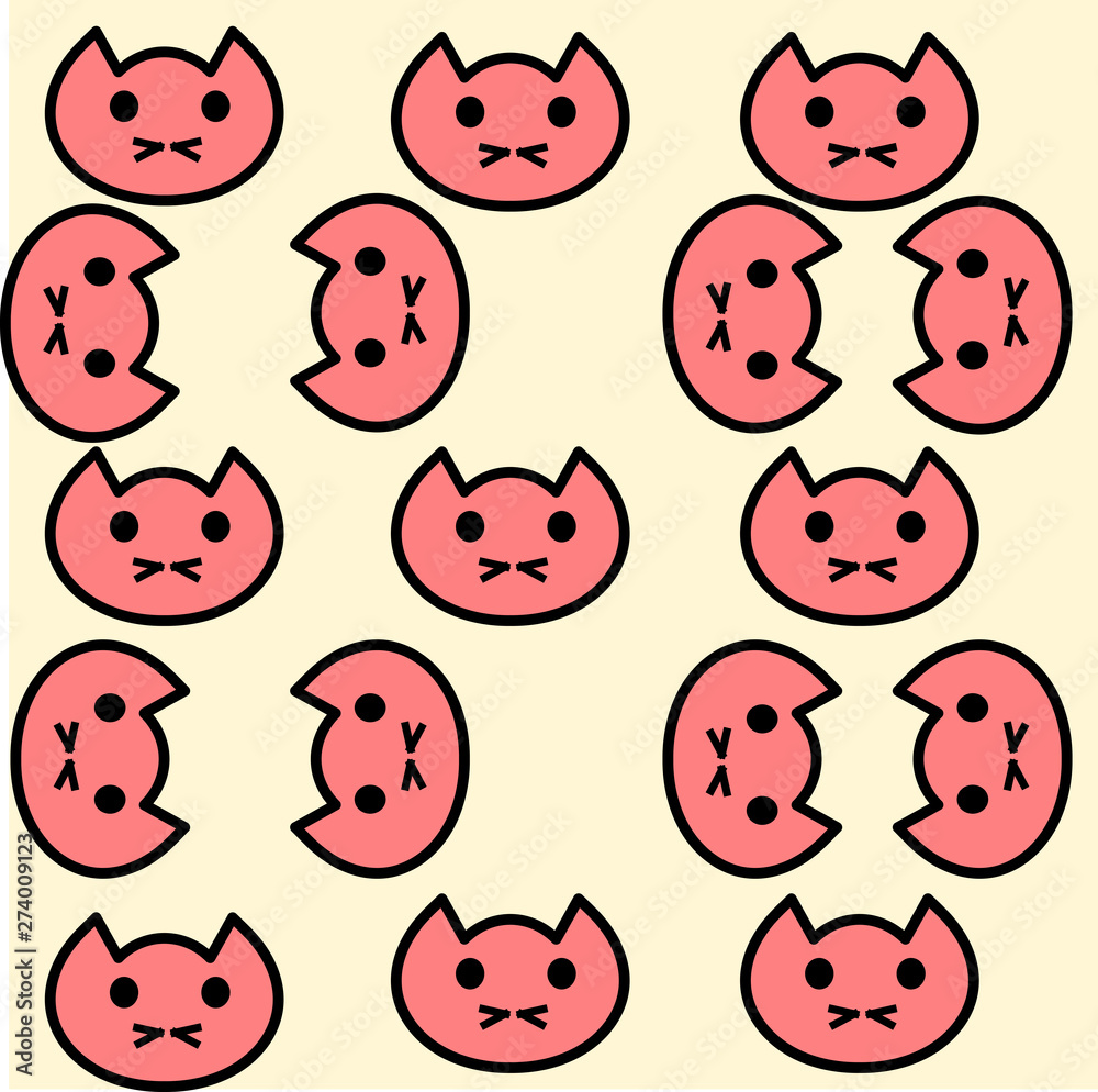 Simple cute kawaii cat pattern
