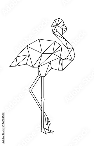 Image of Low poly flamingo isolated on white background.