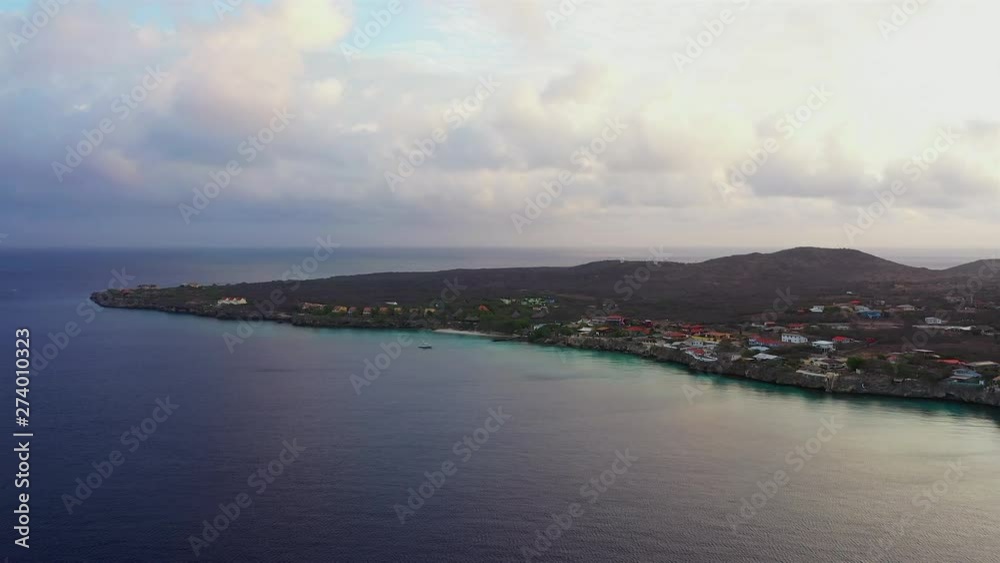 Aerial view at sunrise over beaches in Westpunt on the western side of Curaçao/Caribbean /Dutch Antilles Aerial view at sunrise over beaches in Westpunt on the western side of Curaçao/Caribbean /Dutch Antilles