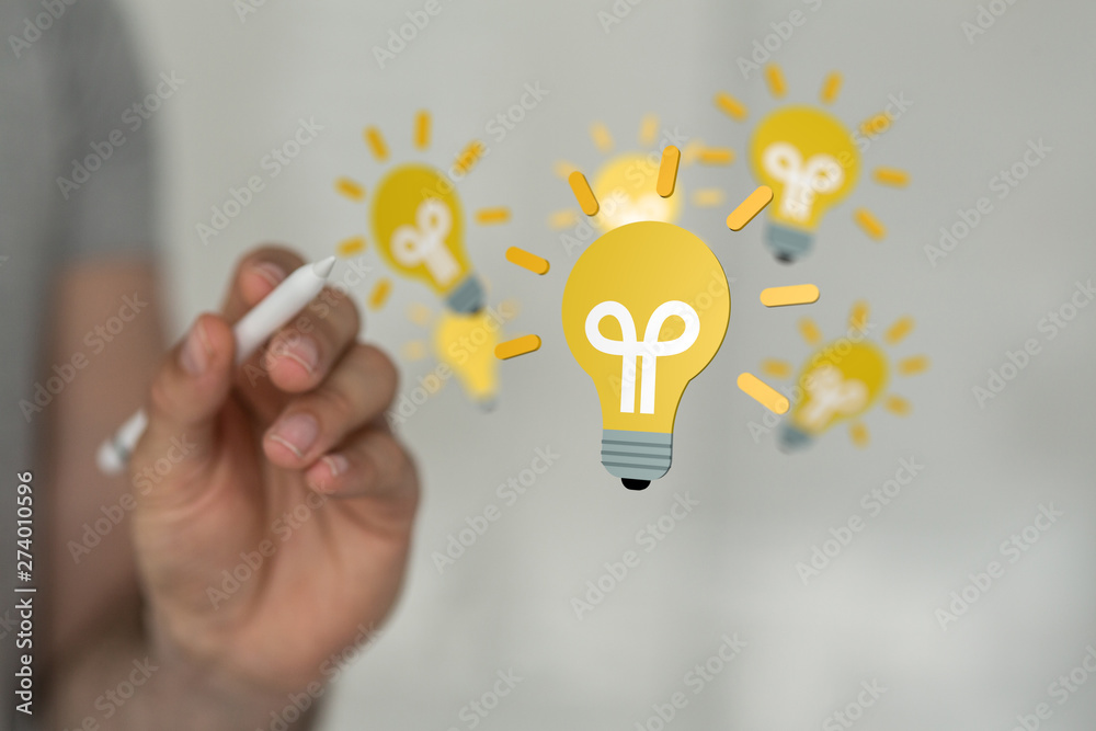 Bright idea in hand concept design art. Bright idea in hand concept design art.