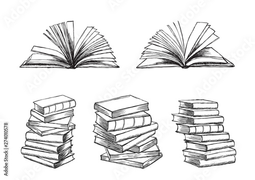 Book Hand Drawn illustration in sketch style.	