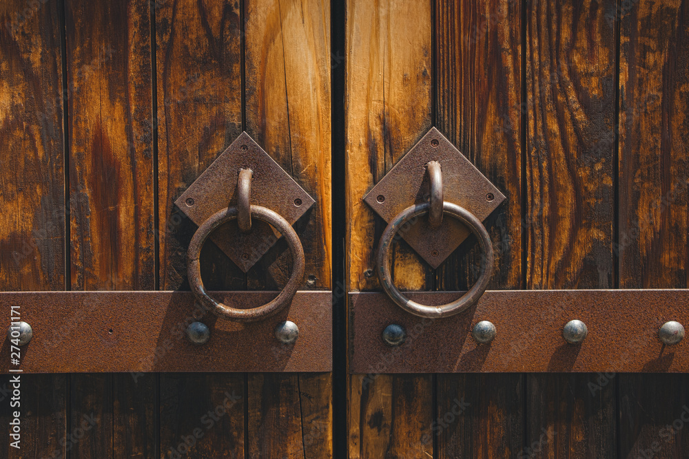 Heavy rusty door handle with brown rust Heavy rusty door handle with brown rust