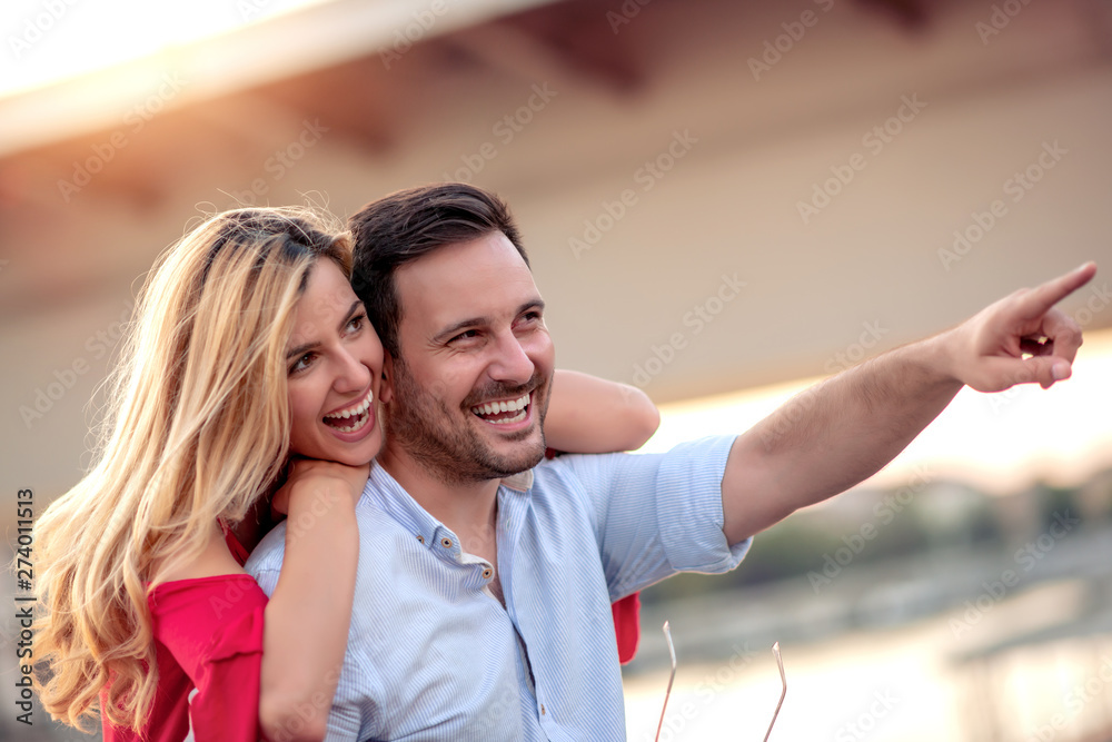 Happy romantic couple in love outdoor