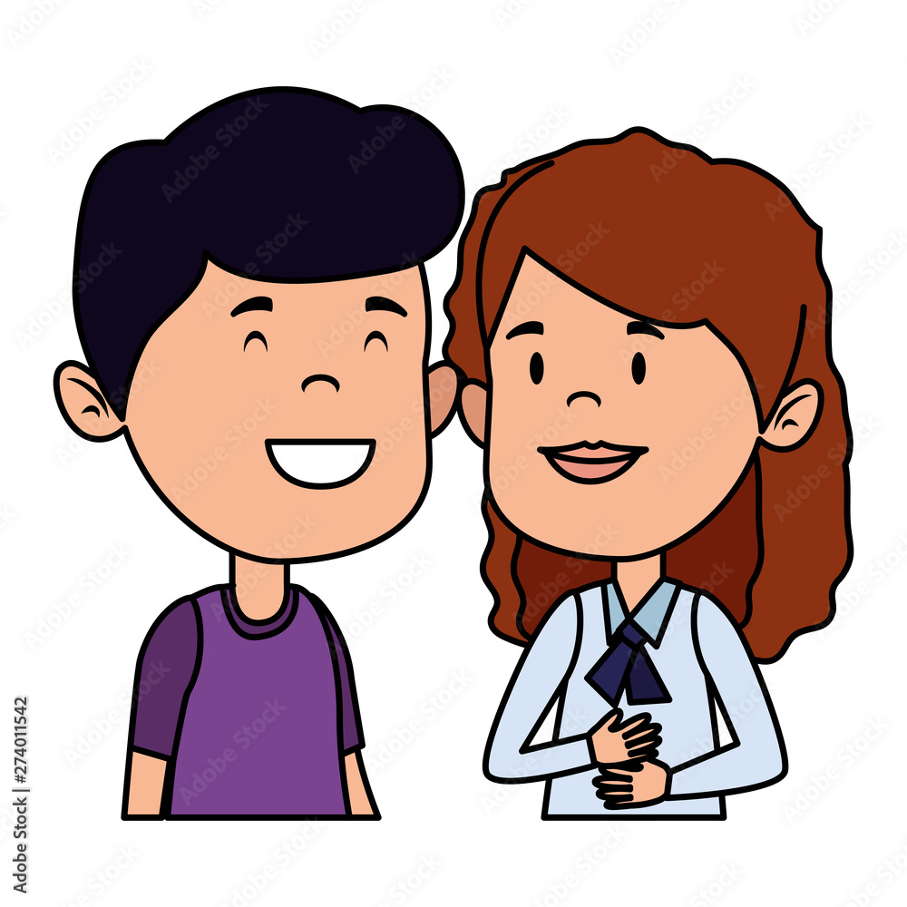 happy little students couple characters happy little students couple characters