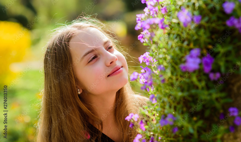 Peaceful environment garden. Enjoying nature. Kid cute fancy child spend time in park. Explore garden. Excursion to botanical garden. Spring bloom fragrance. Girl teen walk in botanical garden Peaceful environment garden. Enjoying nature. Kid cute fancy child spend time in park. Explore garden. Excursion to botanical garden. Spring bloom fragrance. Girl teen walk in botanical garden
