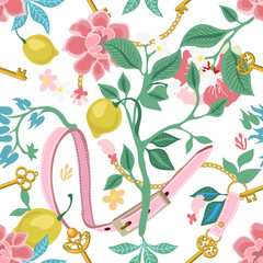 Crédence de cuisine Élément floral et bijoux patrons Realistic fashion print.  © svetlanakononov7