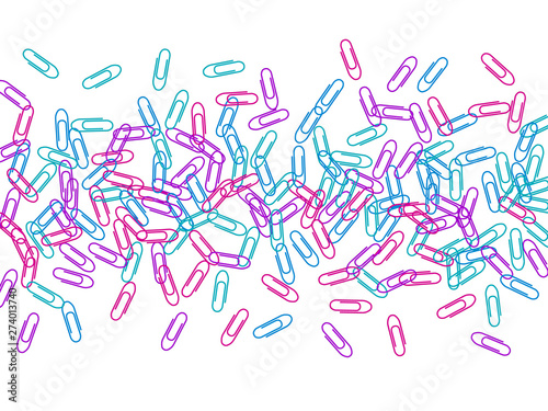 Stationary paperclips isolated on white background