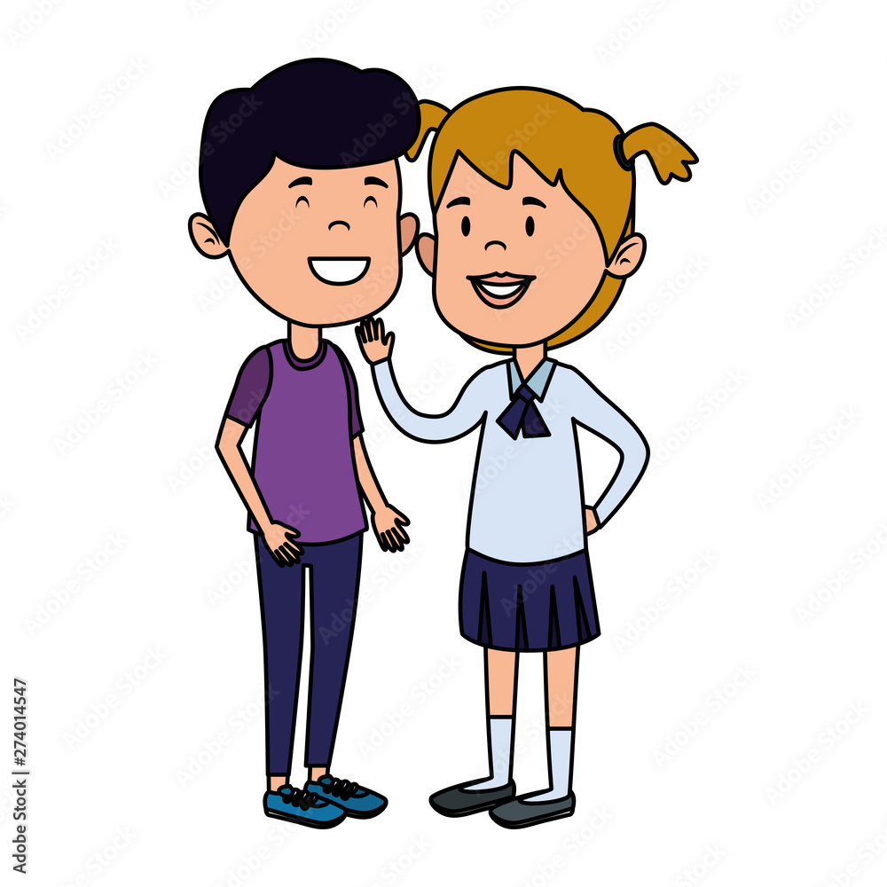 happy little students couple characters happy little students couple characters