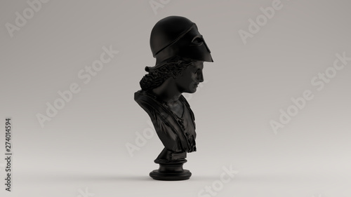 Schilderij op canvas Black Minerva Bust Sculpture Right View 3d illustration 3d render