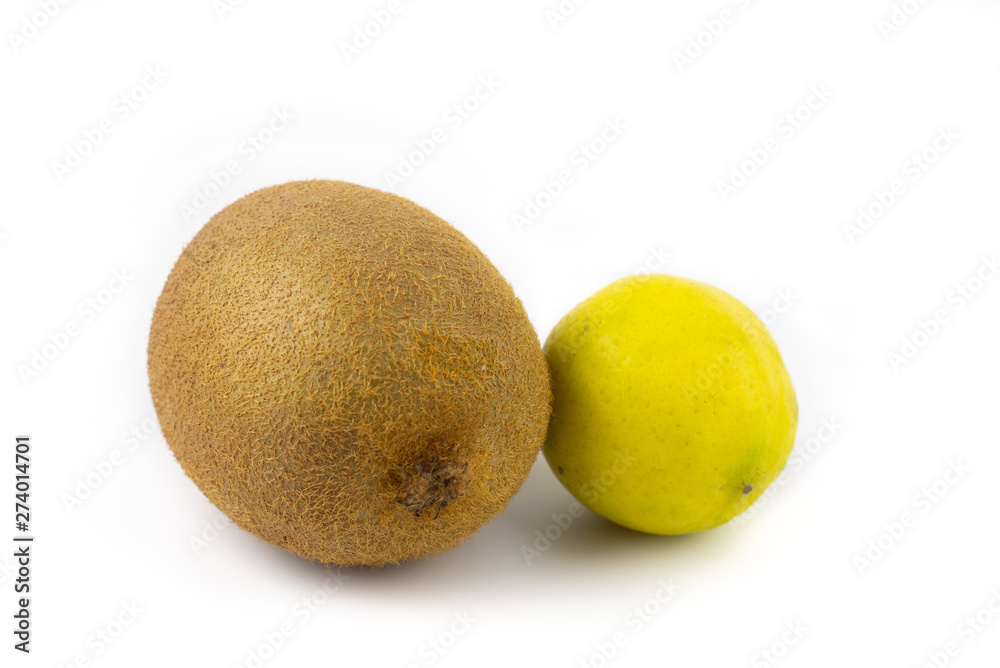 Farm fresh orange and kiwi on white background Farm fresh orange and kiwi on white background