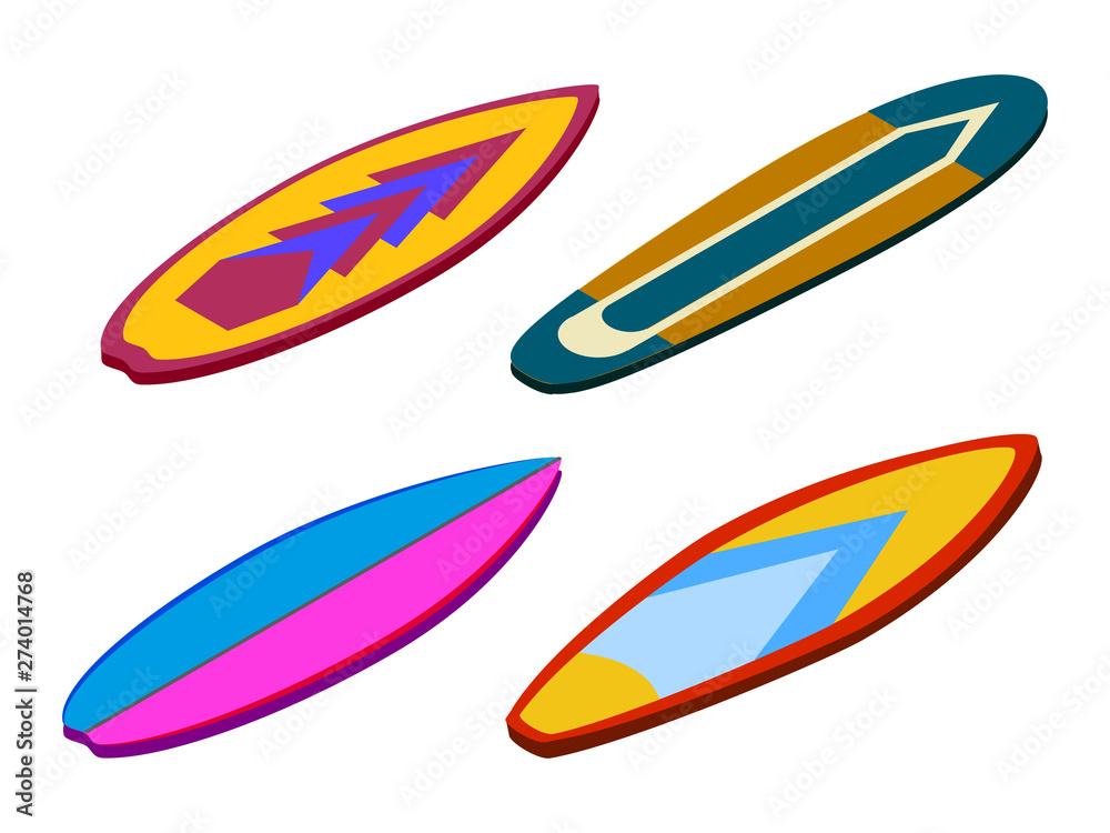 Isometric set of Stand up paddle surfing isolated on white sport concept. Active summer vacations vector illustration. Isometric set of Stand up paddle surfing isolated on white sport concept. Active summer vacations vector illustration.