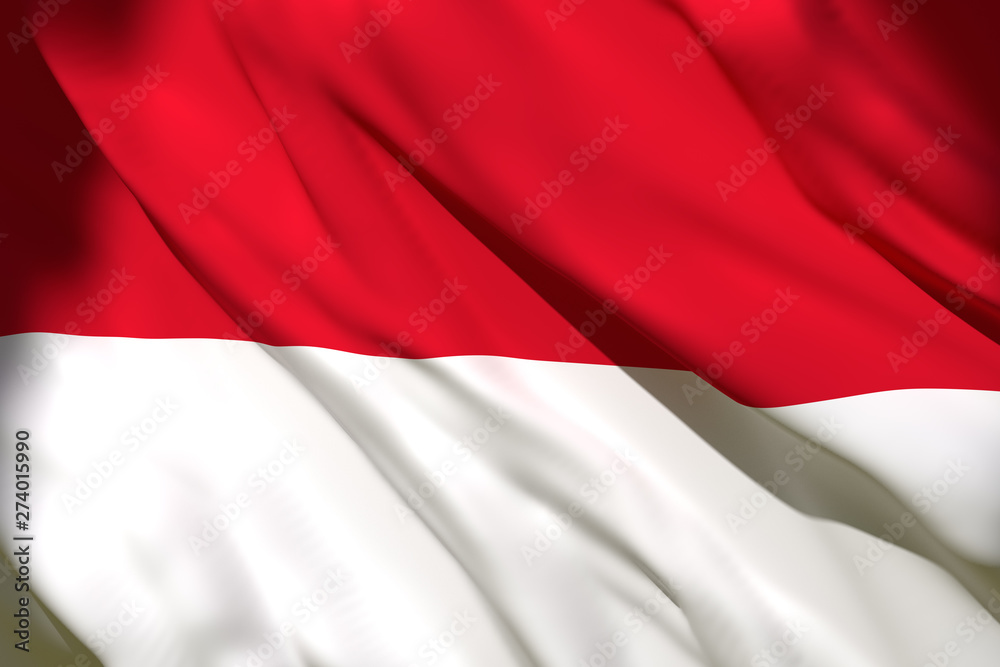 3d rendering of Monaco flag