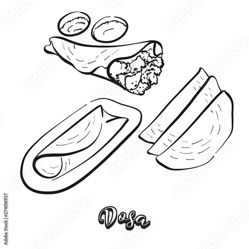Dosa food sketch on chalkboard