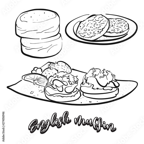 English muffin food sketch on chalkboard