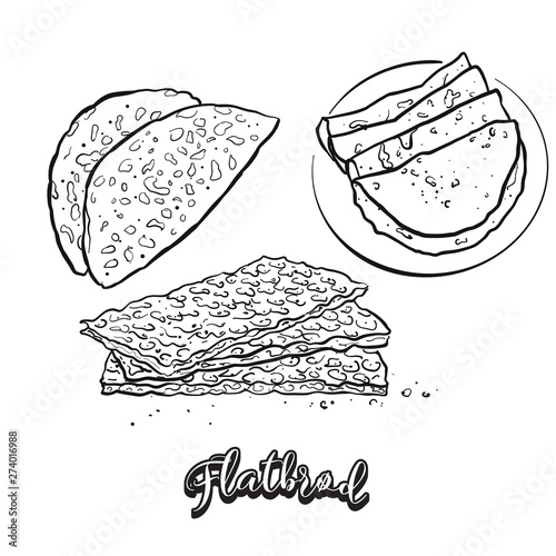 Flatbrød food sketch on chalkboard