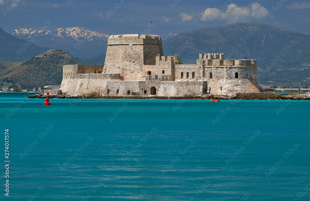 Venezianische Festung Bourtzi, Hafen von Nafplio, Argolis, Peloponnes, Griechenland.