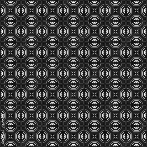 Geometric abstract octagonal background. Geometric abstract ornament. Seamless modern black and white pattern