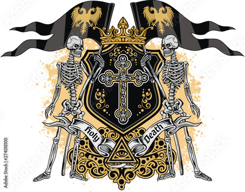  Gothic sign with skull, grunge vintage design t shirts
