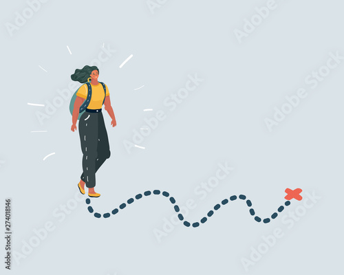 Direction pointer hikers woman.