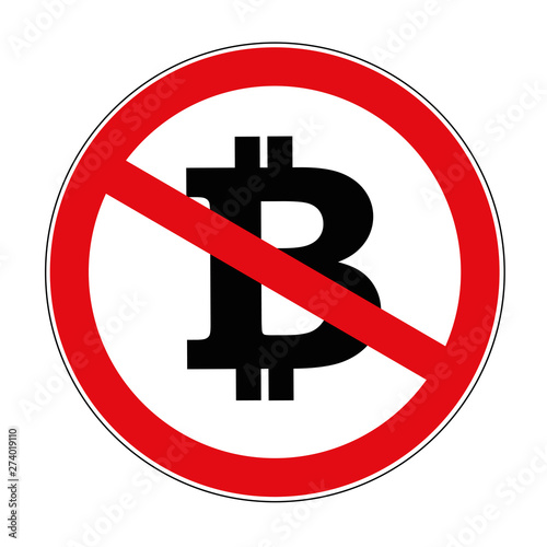 bitcoin crypto currency prohibited warning sign icon vector illustration EPS10