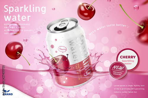 Cherry flavor sparkling water ads