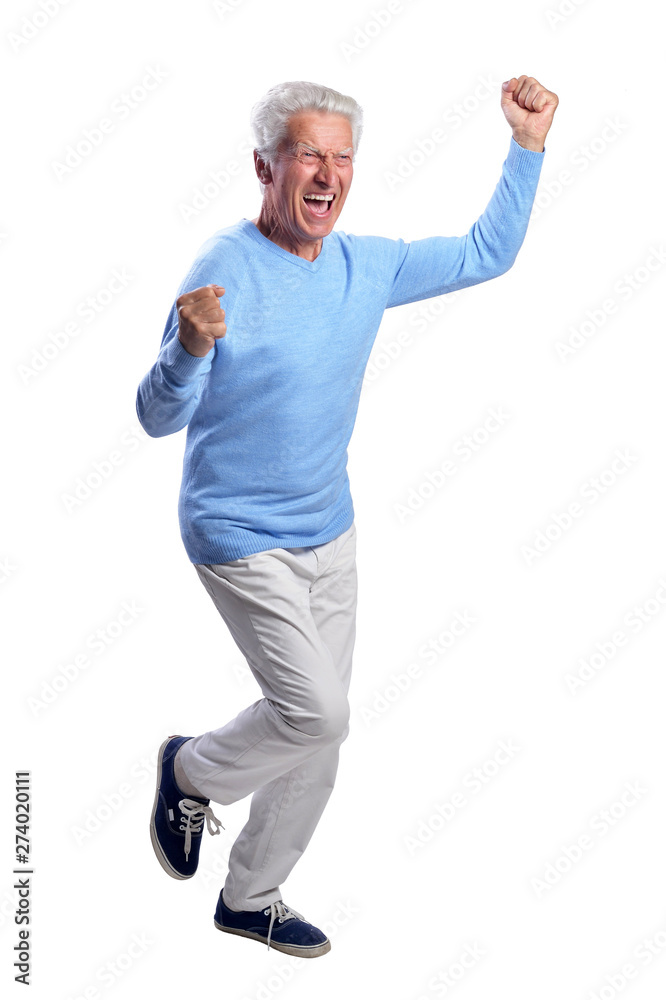 Portrait of smiling senior man on white background Portrait of smiling senior man on white background