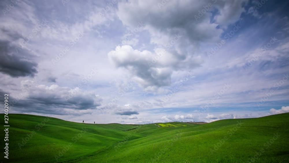Time Lapse - Tuscany Landscape with Cypress Trees and Rolling Hills - 4K Time Lapse - Tuscany Landscape with Cypress Trees and Rolling Hills - 4K