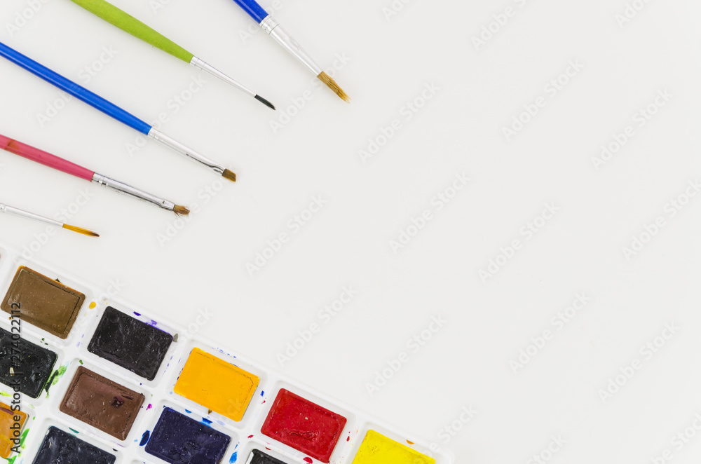 Fototapeta premium Top view painting material
