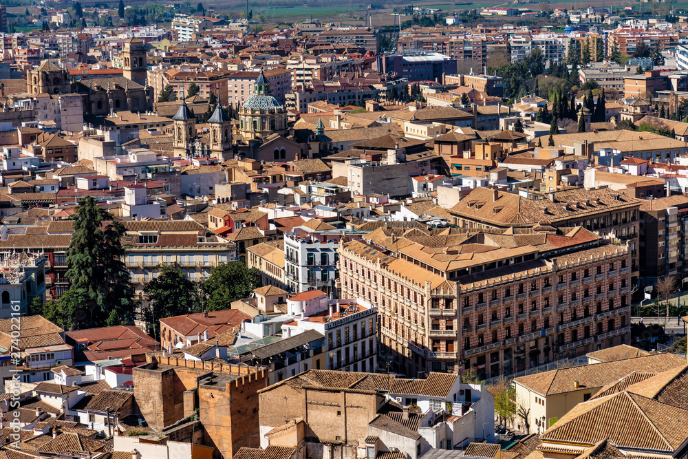 Cityscape view of Granada in Andalusia, Spain